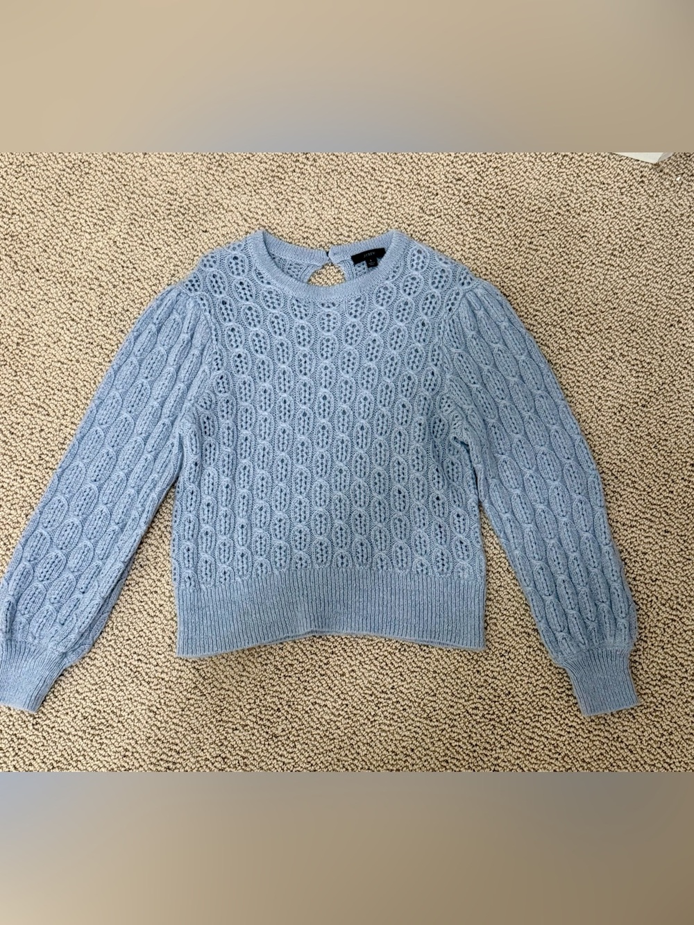 J. Crew Pale Blue Cable Knit Crewneck Sweater
